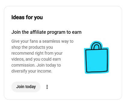 screenshot activeren YouTube Shopping affiliate program